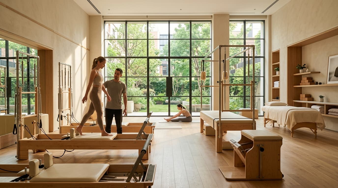 Ambiente do Studio Posturale com equipamentos de Pilates